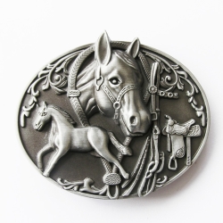 Konik koń klacz klamra 3D kopla zapinka stare srebro (id: 3072)
